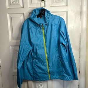 Eddie Bauer Women’s Full Zipper Turquoise Hooded Windbreaker Nylon Coat 2X